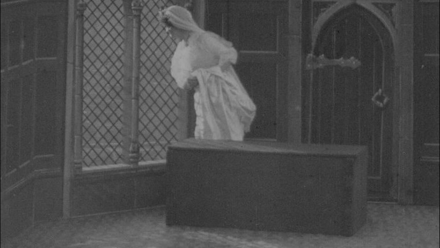 The Mistletoe Bough, still from Percy Stow's 1904 silent film; image copyright BFI.