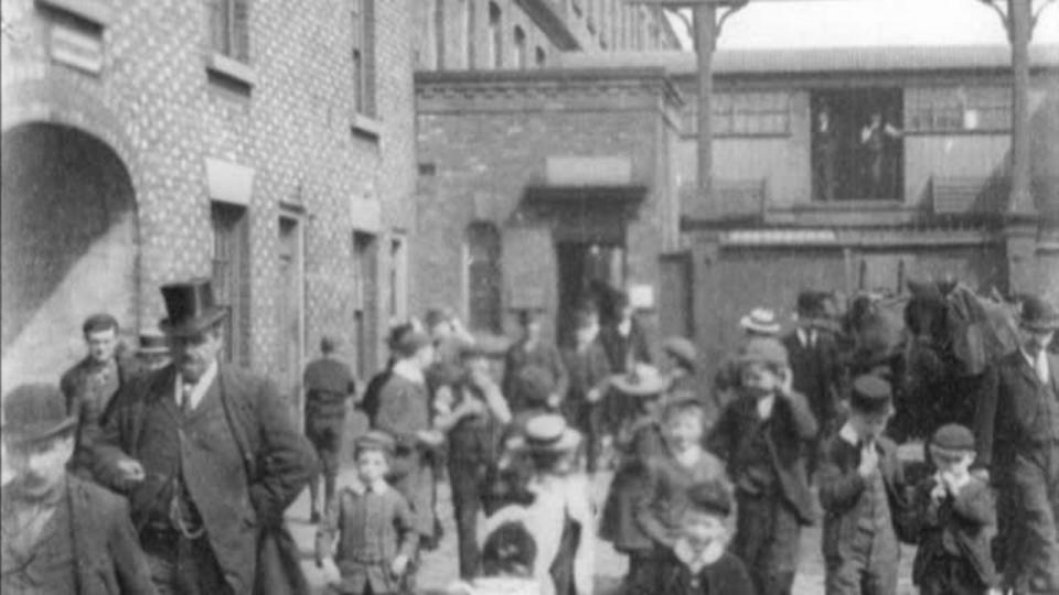 Watch Workers Leaving T & W Lees of Stockport (1901) online - BFI Player